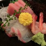 Sushi Tochinoki - お造り：まぐろ、鯛、えび