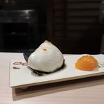 八寸 - 焼白子、金柑