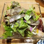 自然派中華 クイジン - 豚足と二種高菜のコラーゲン煮込みそばセット 自家製ドレッシングのサラダ　黒胡麻､蕪のドレッシング 