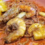 自然派中華 クイジン - 海老とパクチー､洋梨のトムヤム和え麺(唐辛子麺)　海老三種