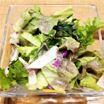 自然派中華 クイジン - 松茸とフカヒレ白湯煮込み餡かけ湯麺セット  自家製ドレッシングのサラダ　淡路玉葱と黒胡麻､大根のドレッシング 