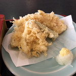 海鮮茶屋 濱膳 - 天ぷら(鱚、シシトウ、カボチャ、シイタケ)