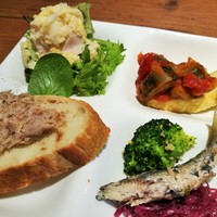 カラーズ - 豚肉と鴨肉のリエット、鰯と赤キャベツのマリネ、しらす入りオムレツにラタトゥイユなど凝ったオードブル
