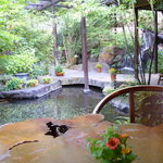 花仙庵 仙仁温泉 岩の湯 - テラスでお茶のサービス