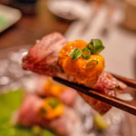 プライム リブ ゼン - 和牛ローストビーフ雲丹のせ