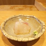 Tempura Takeuchi - 玄海鮃塩水〆鮎魚醤かけ