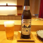 Tempura Takeuchi - 先ずはビールで喉を潤す