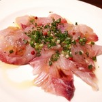 Dining Riz Ohno - 八丈島産尾長鯛のカルパッチョ　脂のりよく、美味しい～！