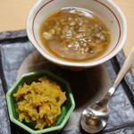 手打ち蕎麦と山の食 おすくに - 蕎麦を使った料理２種（夜のコースより）