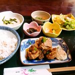 醍醐 花山 - 鶏南蛮麦とろ定食（800円）