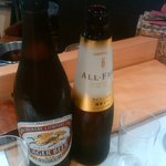 弁天山美家古寿司 - ビールはラガーが米が入ってて好きです、かみさんは妊婦なのでノンアルコール