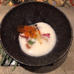 Yokohama Hoshinonaruki - 先付「鱒の介と三陸帆立貝の麹漬け」