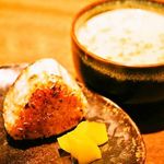 Charcoal-grilled Onigiri and authentic chicken soup set