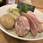 麺屋さくら - 【限定】鴨南蛮つけそば1.5玉 鴨団子2個 味玉TP