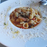 PIZZERIA347 by il pinolo - 千葉野菜たっぷりと大木式フランクフルトのミネストラ生パスタのスープ仕立て