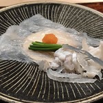 菊鮨 - ◆虎ふぐのお造り、ポン酢で・・旬ですのでいい味わい。