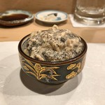 うを徳 - 羅臼 鱈 白子 + 黒トリュフペースト ご飯