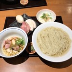 つけ麺 舞 - あっさりつけ麺大盛り１０００円・特製トッピング２００円・わさび３０円・とりめし一口サイズ５０円