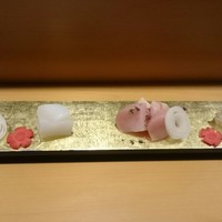 旬菜 おぐら家 - 刺し盛り(カワハギ、アオリイカ、サワラ、ヒラメ)