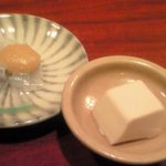 嵯峨野 - ゆずみそこんにゃく　胡麻豆腐