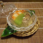 千松しま - 車海老と鯛のゼリー寄せ。