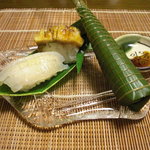 千松しま - 鯊と海鞘の寿司と粽。