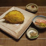 千松しま - 毛蟹の甲羅揚げと剥き身とかに味噌。