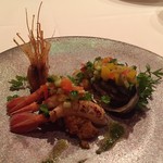 アンフォラ - ボタンエビの炙りとクスクス、アワビ