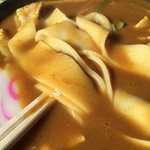 第二宮島庵 - 「カレーひもかわ」の麺アップ