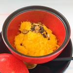 プレゼンテ スギ - ⑳泡・氷・焦げ（蜜柑の泡 蜜柑を丸ごとミキサーにかけて凍らせて 焦がした蜜柑の皮）