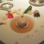 レ セゾン - 11.10.29ヘーゼルナッツ風味のペルドローとフォワグラのパテ 季節の野菜をあしらって