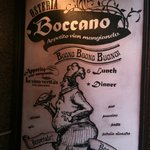 Osteria Boccano - お店の看板です、とあるビル、地下に降りて行きます。