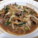 美うら食堂 - ニラレバ炒め定食(750円)　ニラレバ炒めアップ