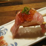 和牛 まつした - ●おまかせコース 8,500円(前菜・和牛ﾚｽﾃｰｷ・上塩ﾀﾝ・ﾈｷﾞ塩ﾀﾝｶﾙﾋﾞ・ｽﾃｰｷｶｯﾄ・焼しゃぶ・焼すき・ﾀﾚ焼・味噌焼比べ・和牛寿司)＋追加単品 ホルモン盛合せ 500円=9,000円 2019年01月