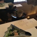 梅の花 - 小松菜と豆腐のおひたし。