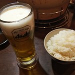 福山駅前酒場　情熱ホルモン - 生ビールとごはん(2019.02.05)