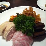 くらげ、とこぶし、ピータン、真鯛、蒸し鶏