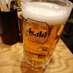 串焼き。ビストロガブリ - メガ生ビール・８５４円