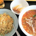 鉄人餃子坊 - 担々麺＋ネギチャーハン＋春巻