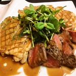 3 types of meat plate (beef skirt steak, herb Sangenton pork, chicken)