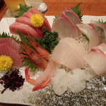 一心 - インド鮪中トロ、天然ブリ、甘海老、かんぱち、平目、生たこ、しまあじ、石鯛