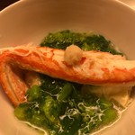 道人 - 柴山がに(柴山漁港で水揚げされた松葉ガニ) 菜の花の餡掛け