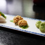 Ishibashi - お通し 蒲鉾、スケソウダラの卵、空豆