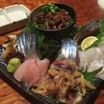 さば銀 - 鯖尽くし。鯖に限らず、北海道産のつぶ貝、常陸産のヒラメ。