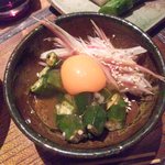 鳥茂 - 箸休めにオクラのぬるぬる