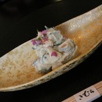 馳走 きむら - 先付けは「リンゴと柿、水前寺海苔の白和え」