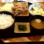 豊丸水産 - 【2019.2.9(土)】本日のワンコインランチ(豚バラ生姜焼き)500円