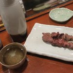 やきとり山平 - 日本酒　関山　　とりレバー