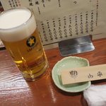 やきとり山平 - 生ビールです