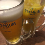 旨唐揚げと居酒メシ ミライザカ - 生ビール、オレンジジュース